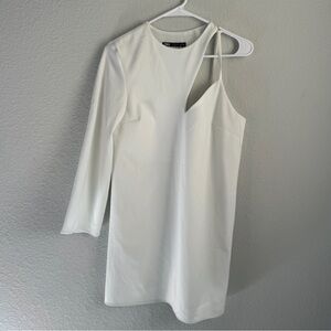 Zara women's dress white short asymmetrical mini dress. Size S